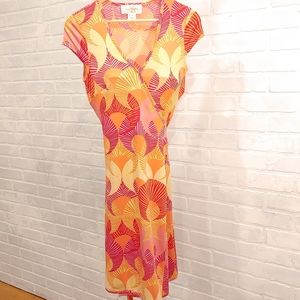 JB by Julie Brown Fan Print Wrap Dress SZ Medium